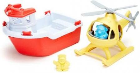 Green Toys Rescue Boat & Helicopter