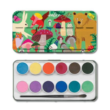 Mushrooms 12 Watercolors Paint Tin